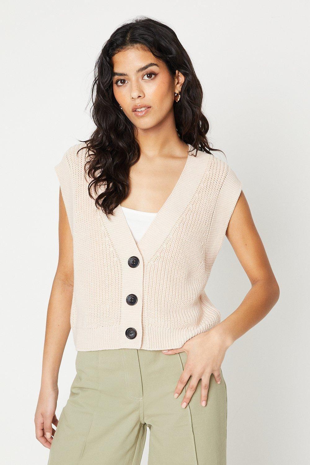 Petite Fisherman Rib Sweater Vest by OASIS