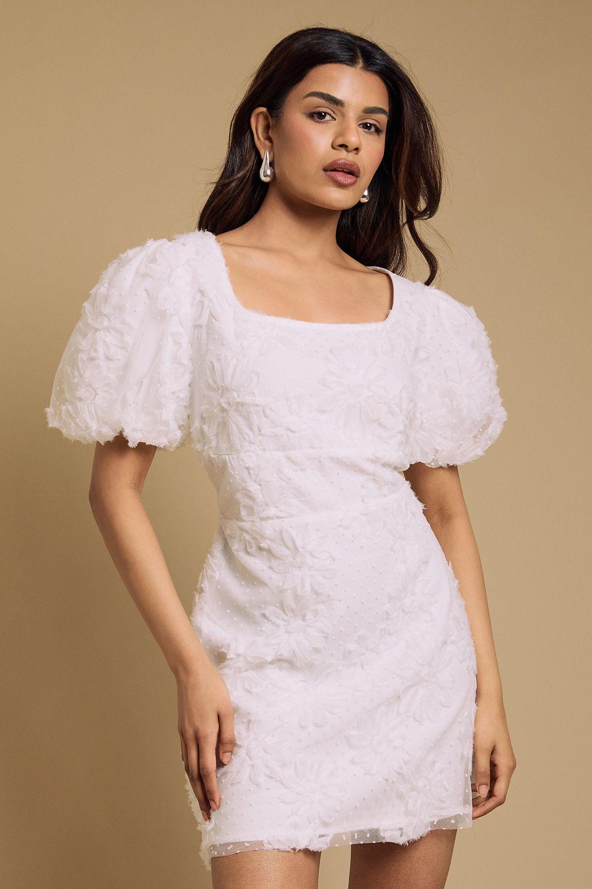 Petite Textured Tuelle Mini Dress by OASIS