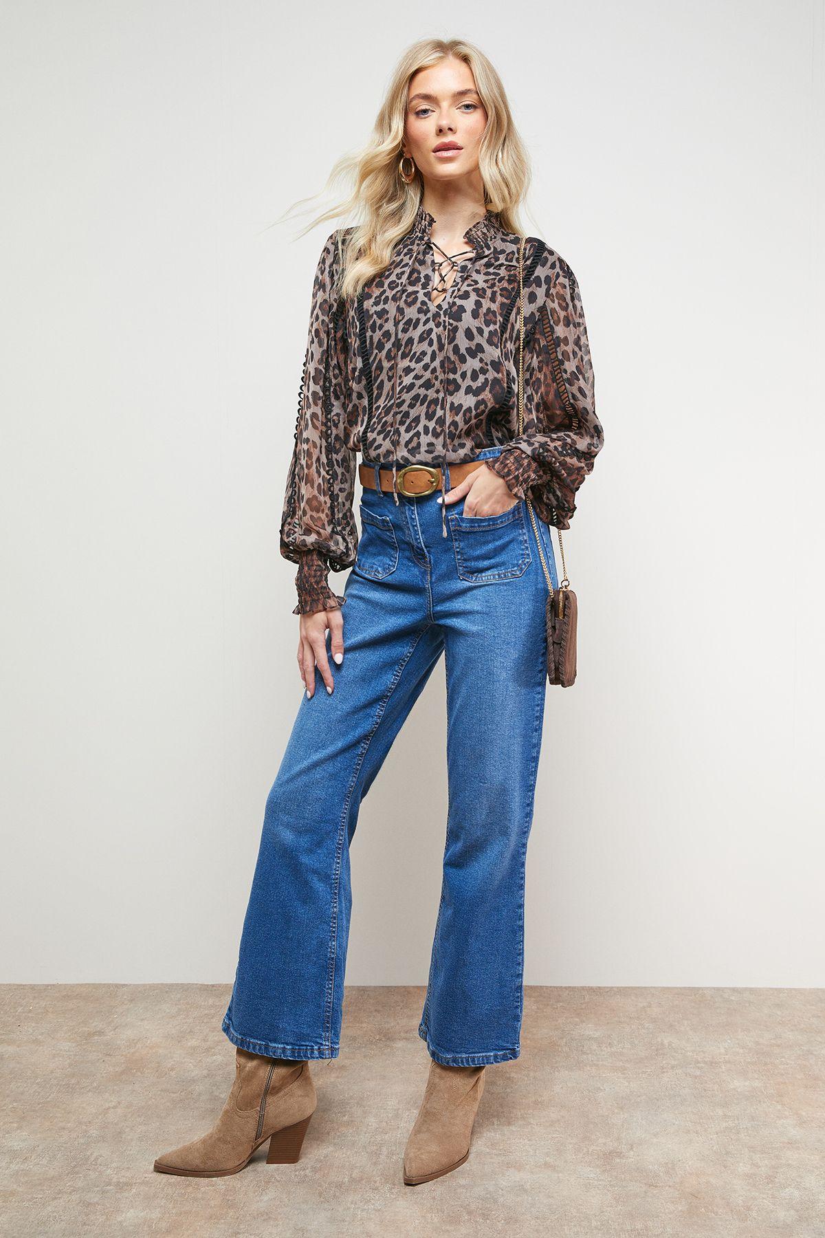 Printed Tie Neck Ruffle Detail Chiffon Blouse by OASIS Printed Tie Neck Ruffle Detail Chiffon Blouse by OASIS