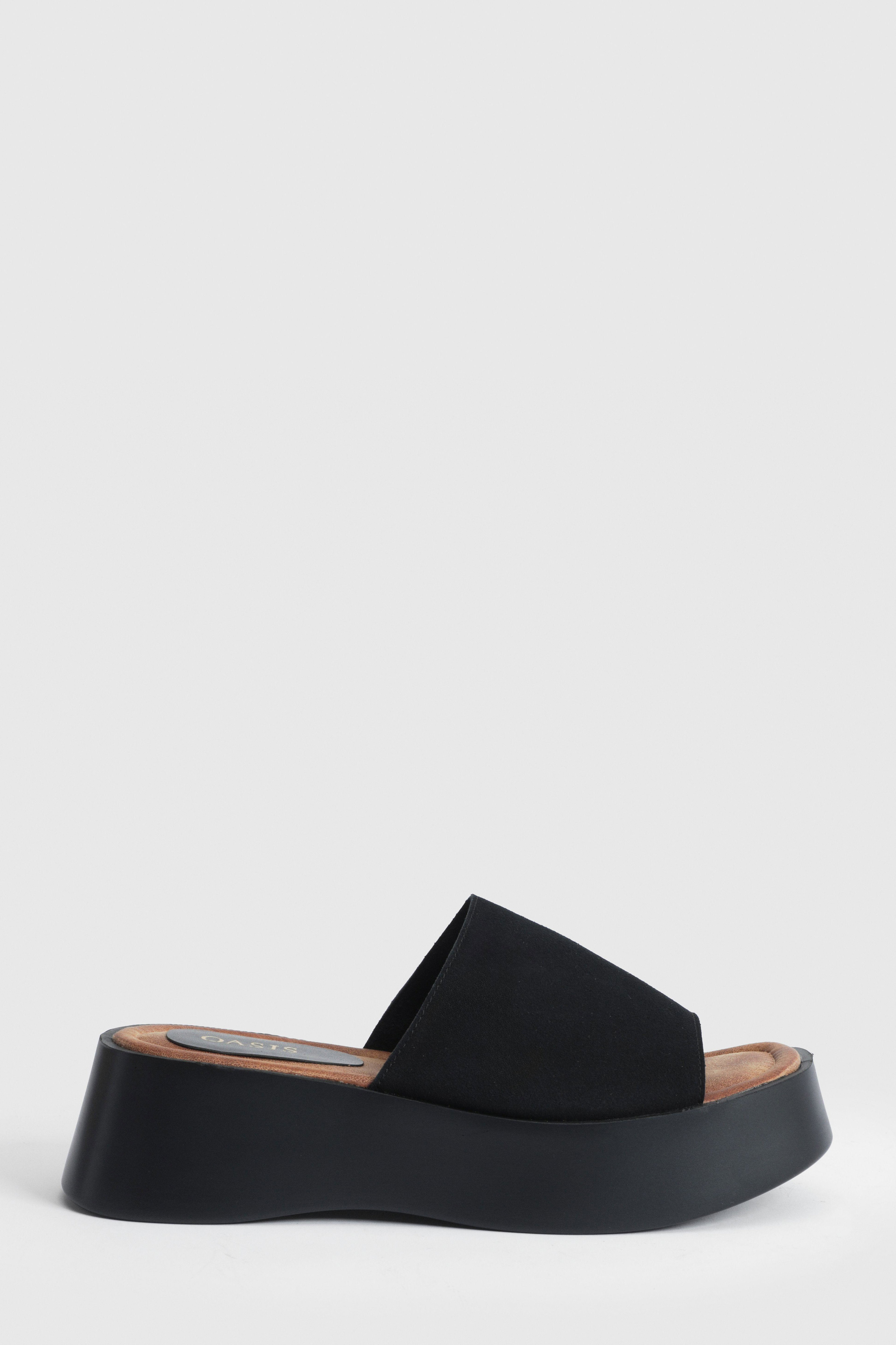 Rickie Faux Suede Chunky Casual Wedge Mules by OASIS