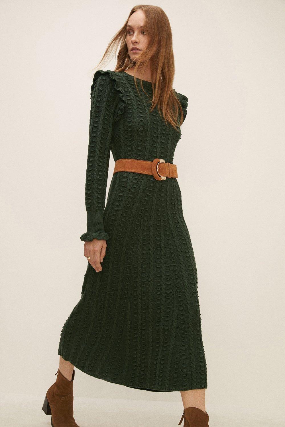 Ruffle Bobble Knit Dress by OASIS