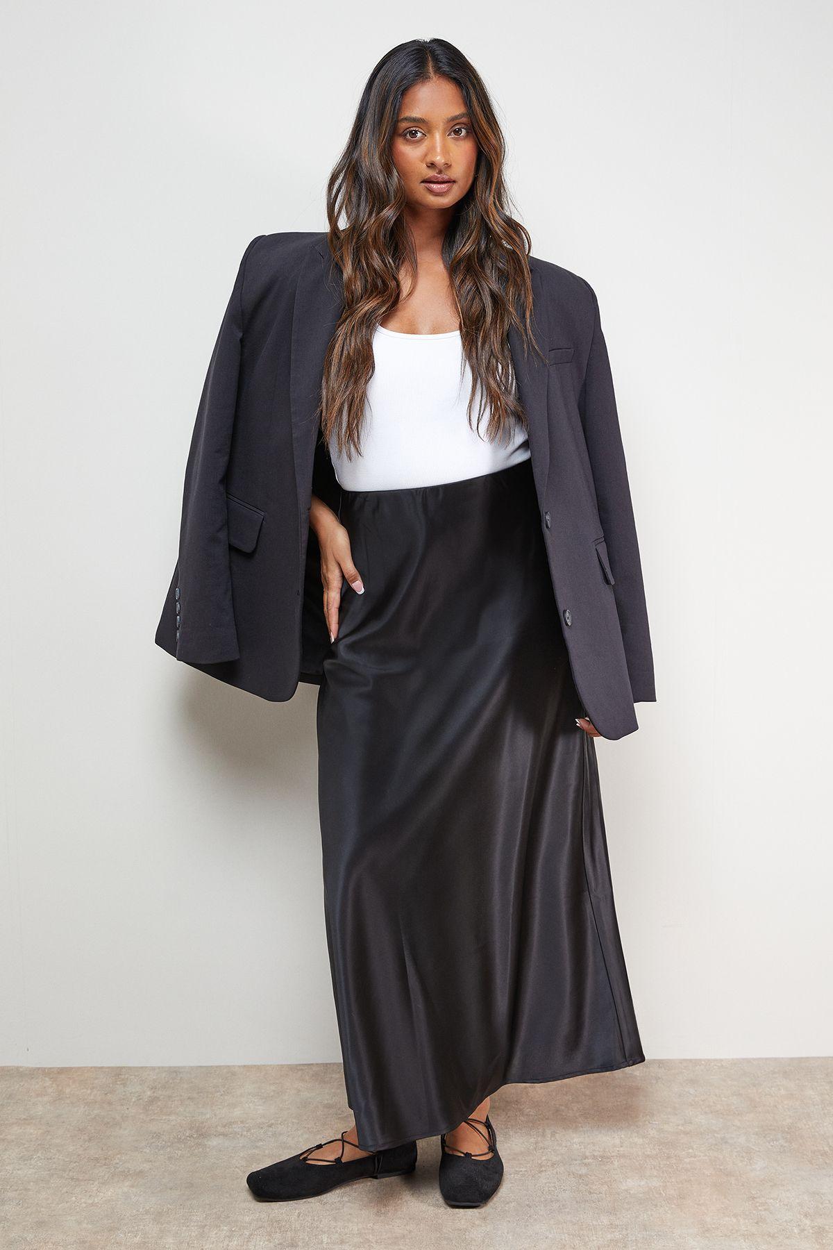 Satin Bias Cut Maxi Skirt by OASIS
