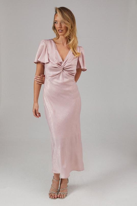 Shimmer Chiffon Twist Front Bridesmaid Dress by OASIS