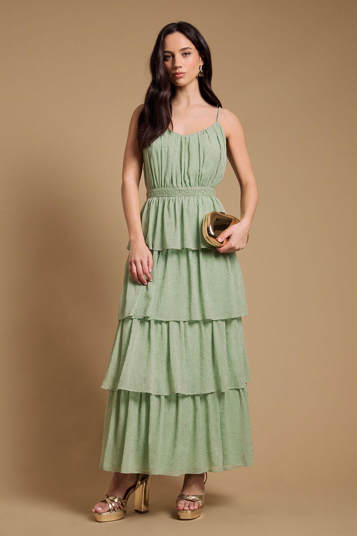 Strappy Tiered Frill Midaxi Dress by OASIS