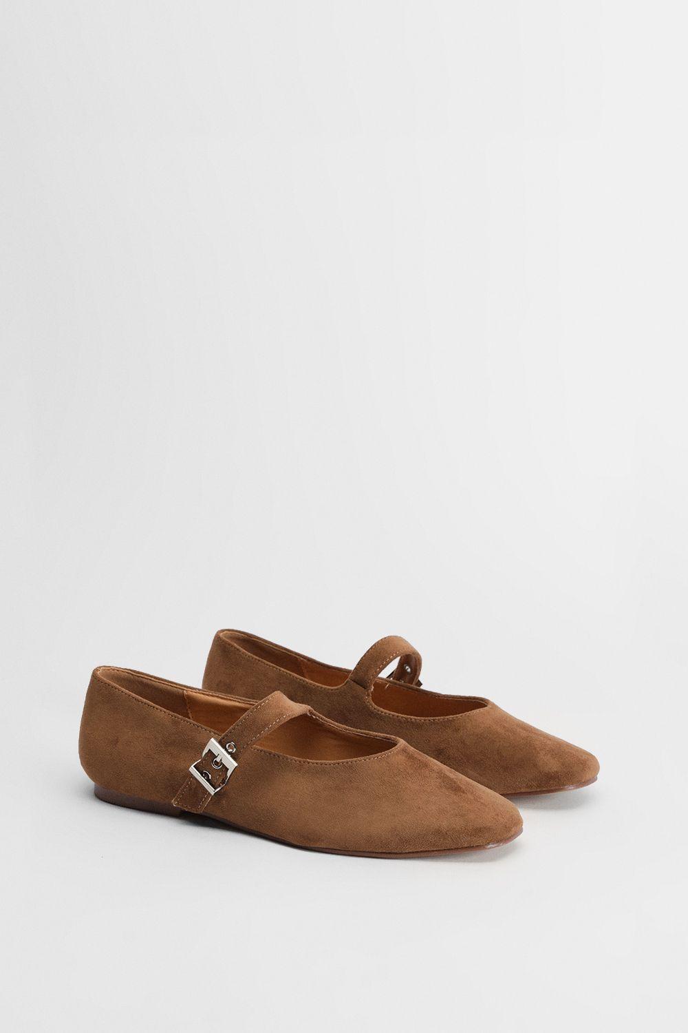 Tara Faux Suede Square Toe Ballet Pumps by OASIS