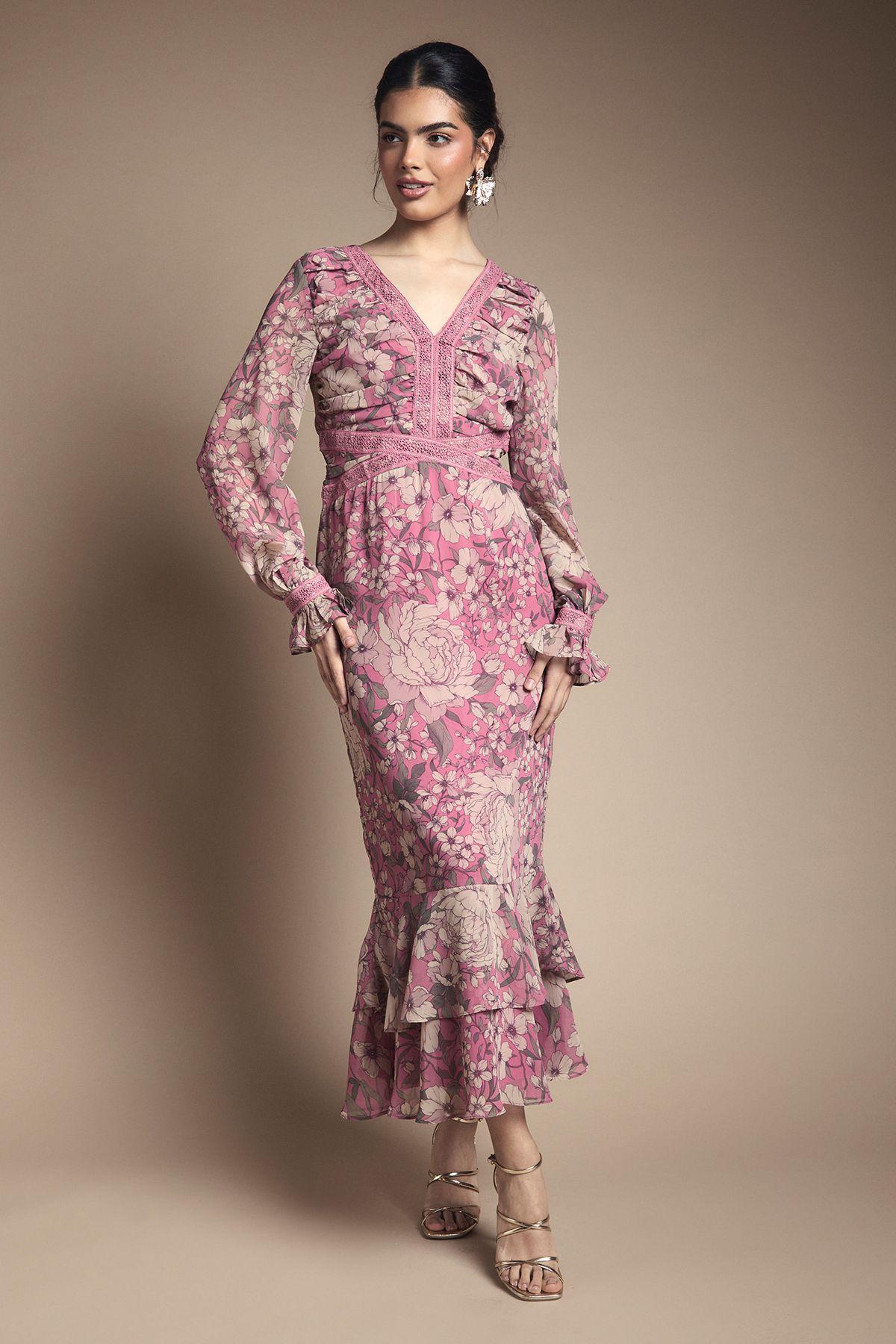Tiered Bias Midi Dress by OASIS