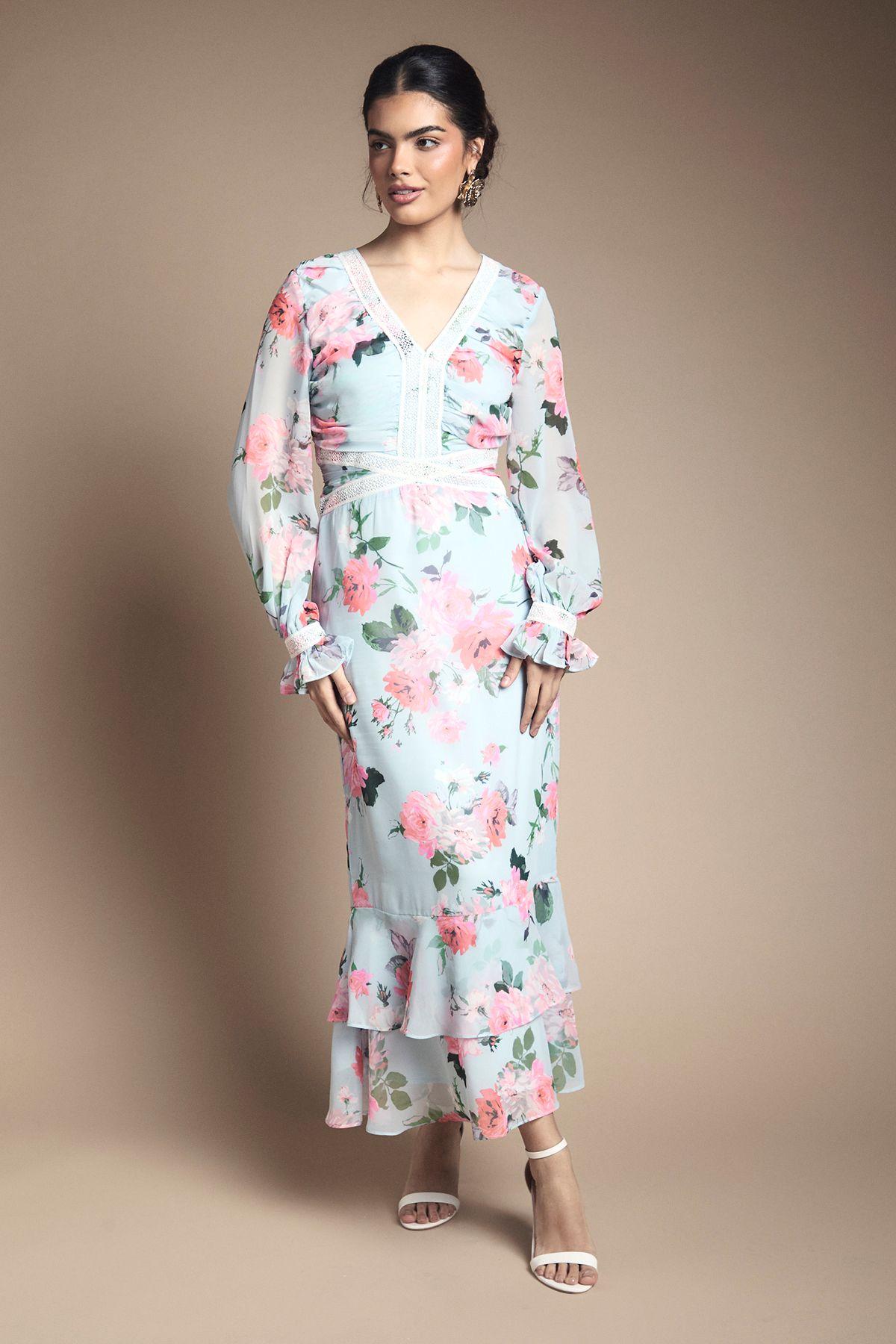 Tiered Bias Midi Dress by OASIS