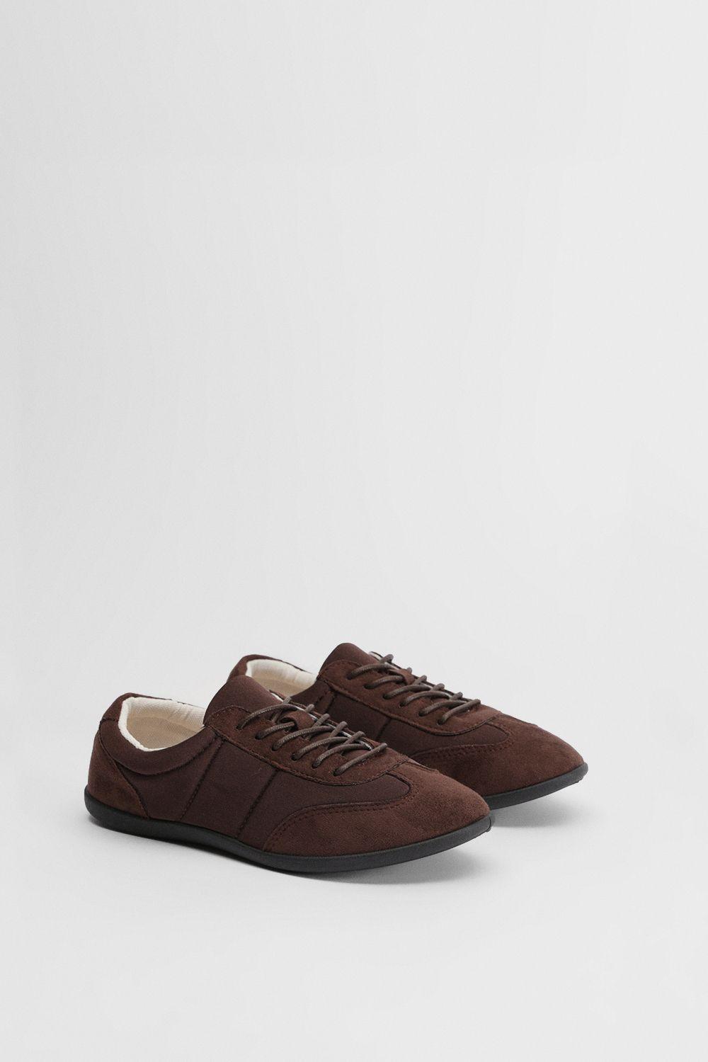Tracey Faux Suede Flat Lace Up Trainers by OASIS
