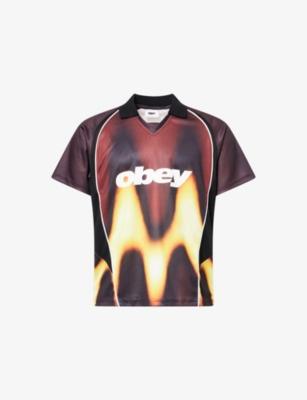 Logo-Print Blurred Stretch-Jersey Football Top by OBEY