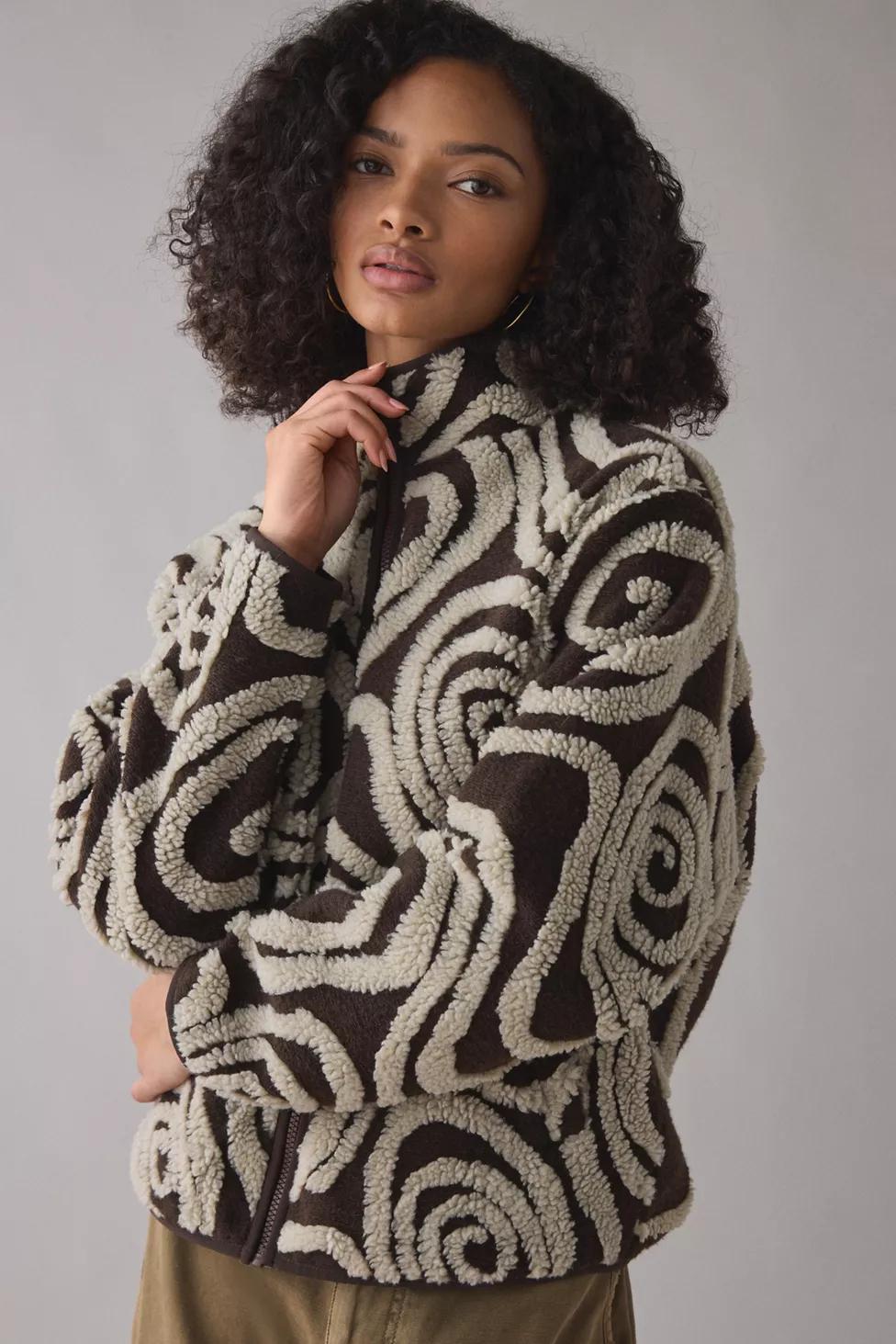 OBEY Swirls Jacquard Piled Fleece Zip-Up Jacket by OBEY