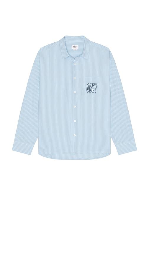 Obey Bigwig Blueprint Woven Shirt in Blue by OBEY