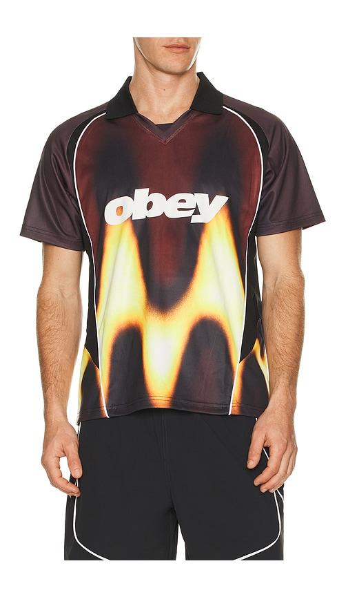 Obey Blurred Soccer Jersey in Red,Black by OBEY