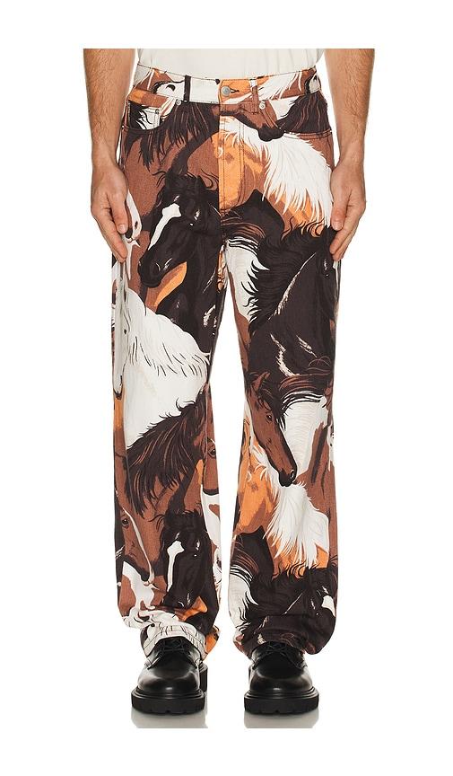 Obey Classic Baggy Printed Denim Pants in Brown by OBEY