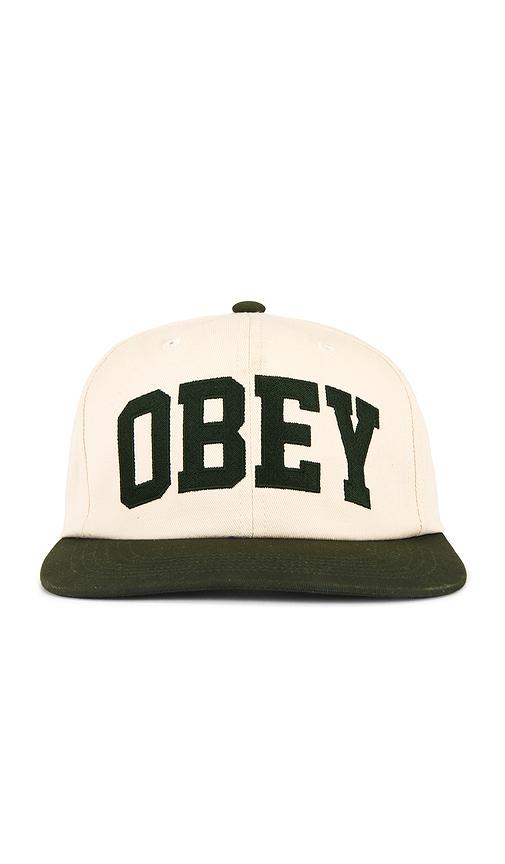 Obey Collegiate 6 Panel Strapback in Cream by OBEY