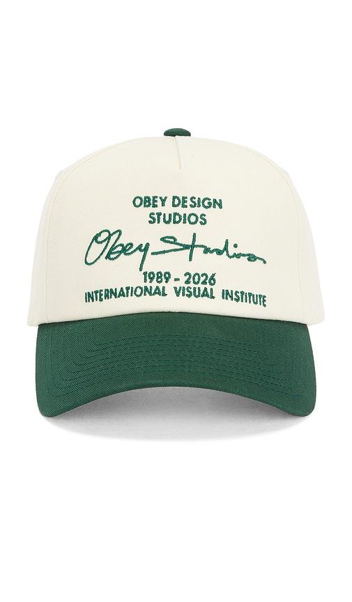 Obey Design Studio 5 Panel Strapback Hat in Green by OBEY
