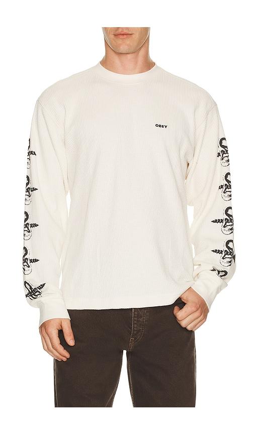 Obey Ears Long Sleeve Thermal Tee in White by OBEY