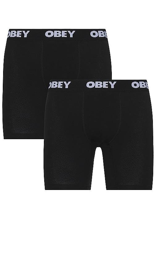 Obey Established Works 2 Pack Boxer Briefs in Black by OBEY