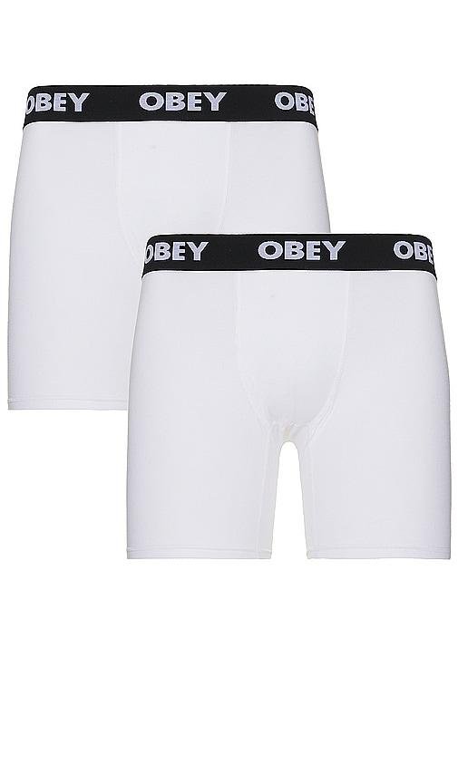 Obey Established Works 2 Pack Boxer Briefs in White by OBEY