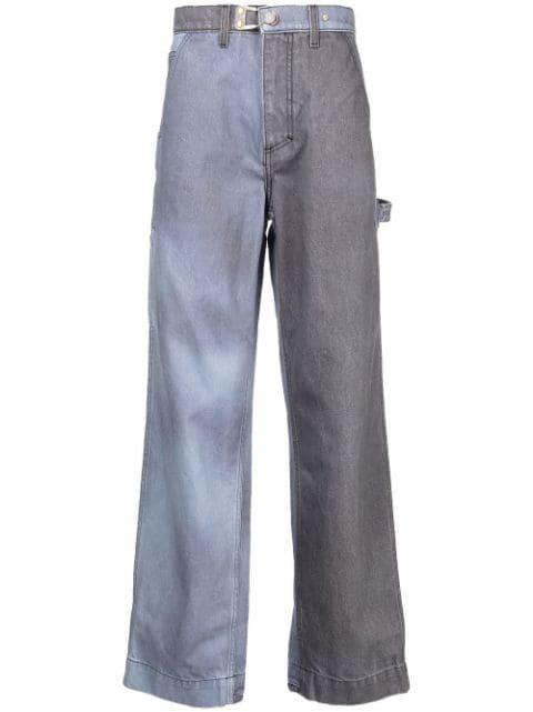 two-tone straight denim trousers by OBJECTS IV LIFE