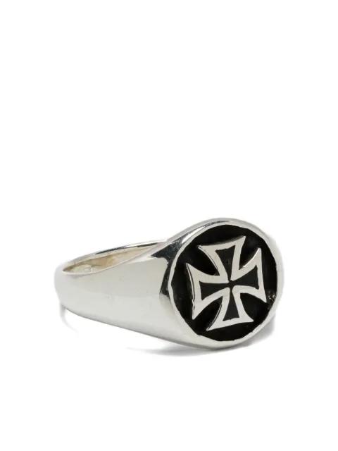cross-motif sterling silver ring by OBSIDIAN