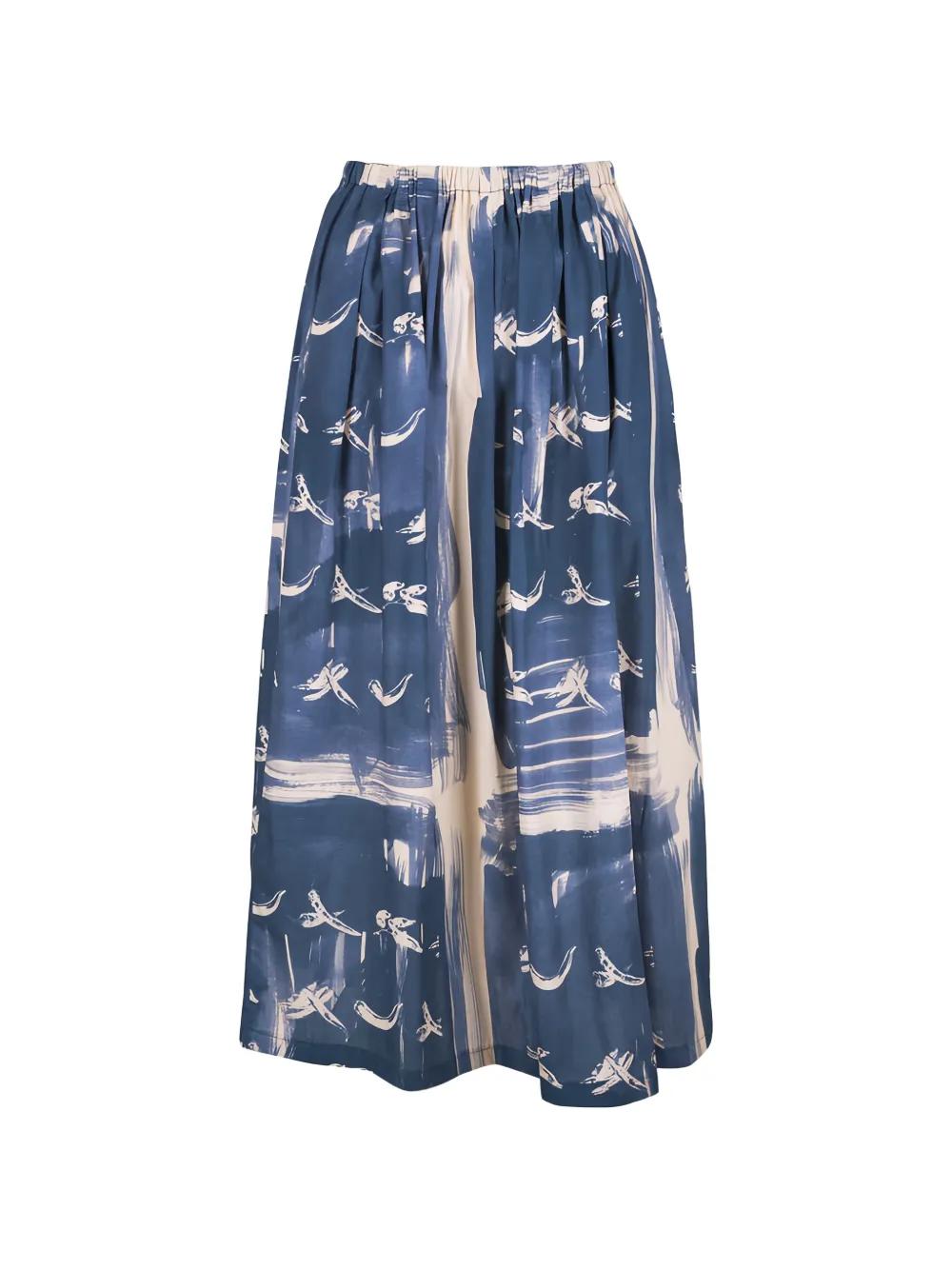 abstract-print pleated maxi skirt by ODEEH