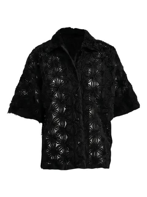 flower-motif short-sleeve shirt by ODEEH
