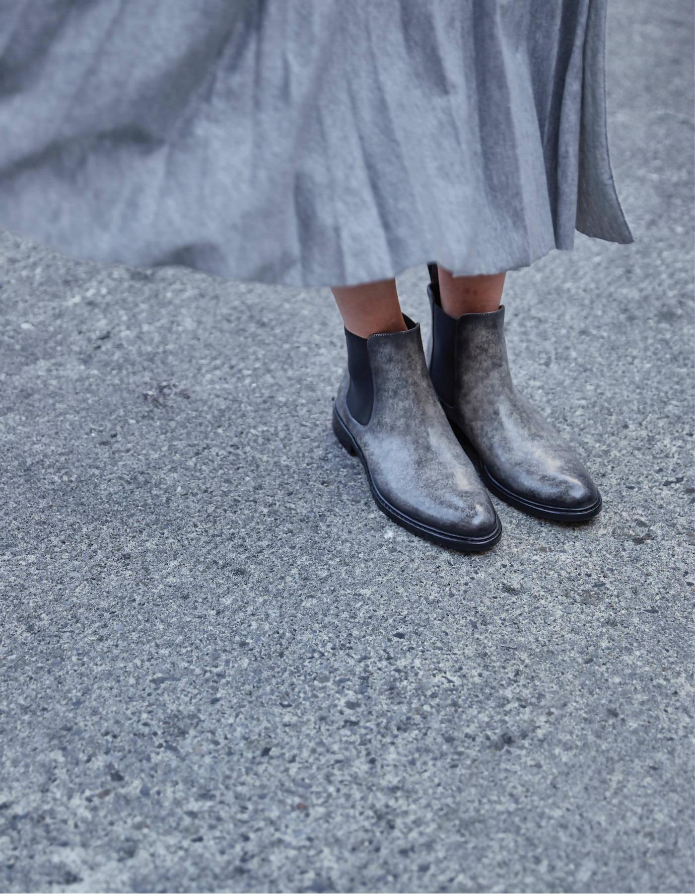 Leslie, Hand-painted Patina Chelsea boots by OEURS