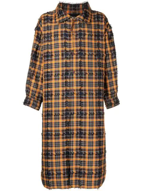 Urdu checked frayed coat by OFF DUTY