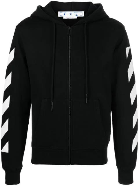 Arrows-print cotton zip-up hoodie by OFF-WHITE