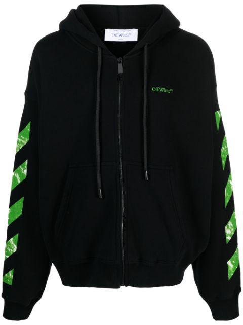 Arrows-print zip-up cotton hoodie by OFF-WHITE