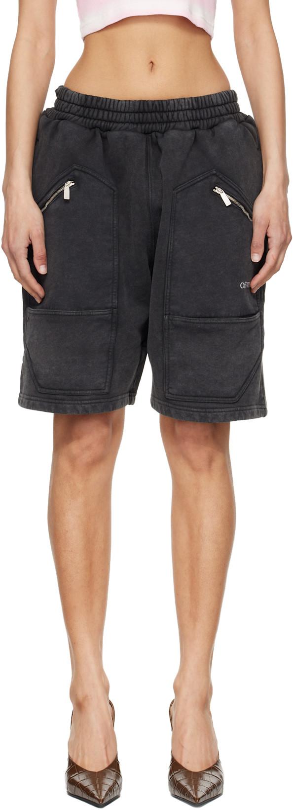 Black Bookish Big Pkt Cargo Sweat Shorts by OFF-WHITE