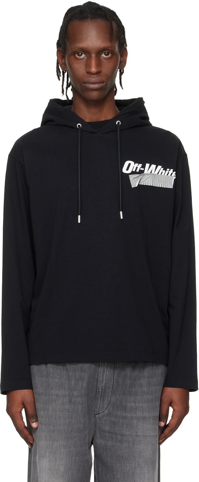 Black Cupid Tape Tee Hoodie by OFF-WHITE