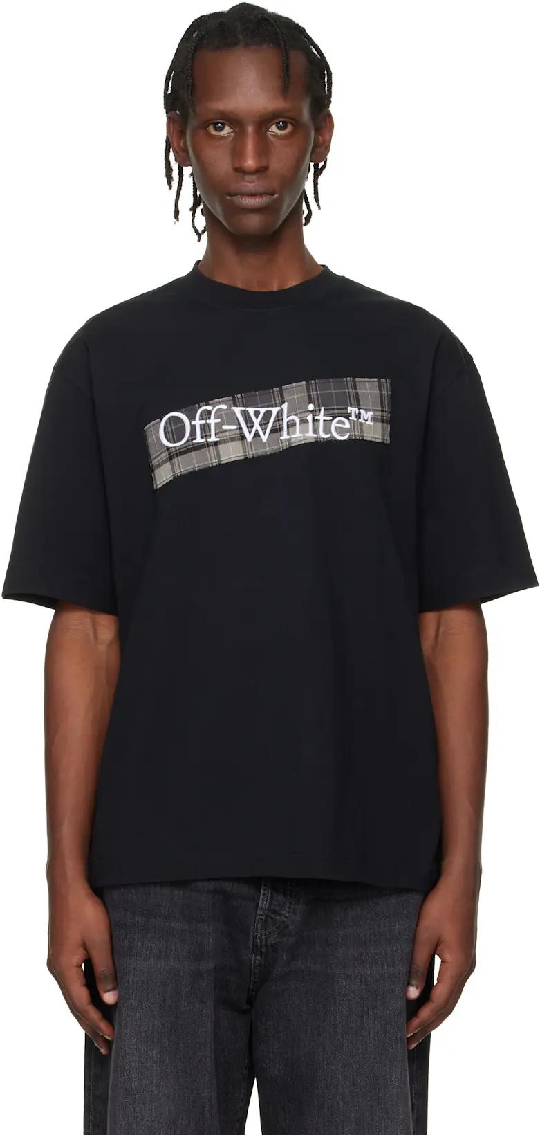 Black Flannel Diagonal Skate Logo T-shirt by OFF-WHITE