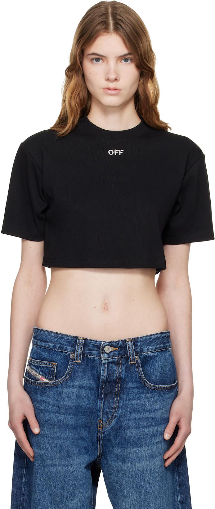 Black 'OFF' Stamp Rib Cropped T-shirt by OFF-WHITE