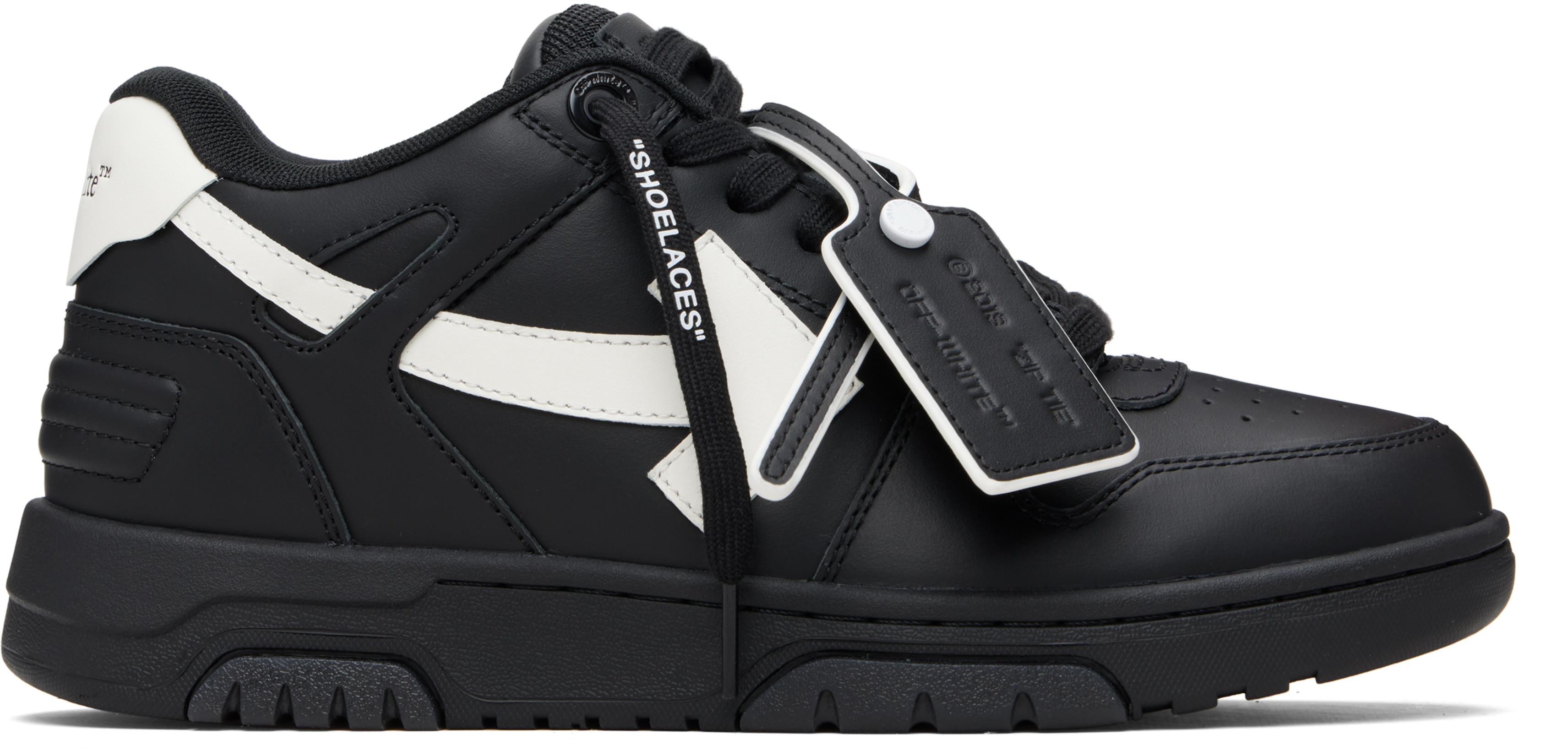 Black 'Out Of Office' Leather Sneakers by OFF-WHITE
