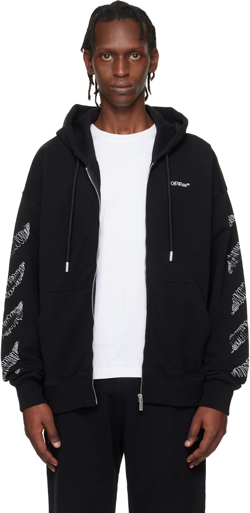 Black Scribble Diagonal Skate Zip Hoodie by OFF-WHITE
