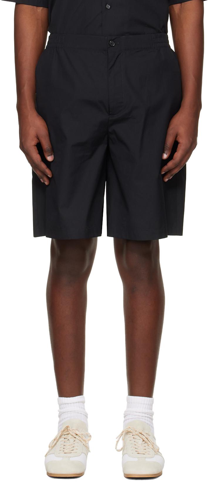 Black Tape Logo Poplin Bowling Shorts by OFF-WHITE