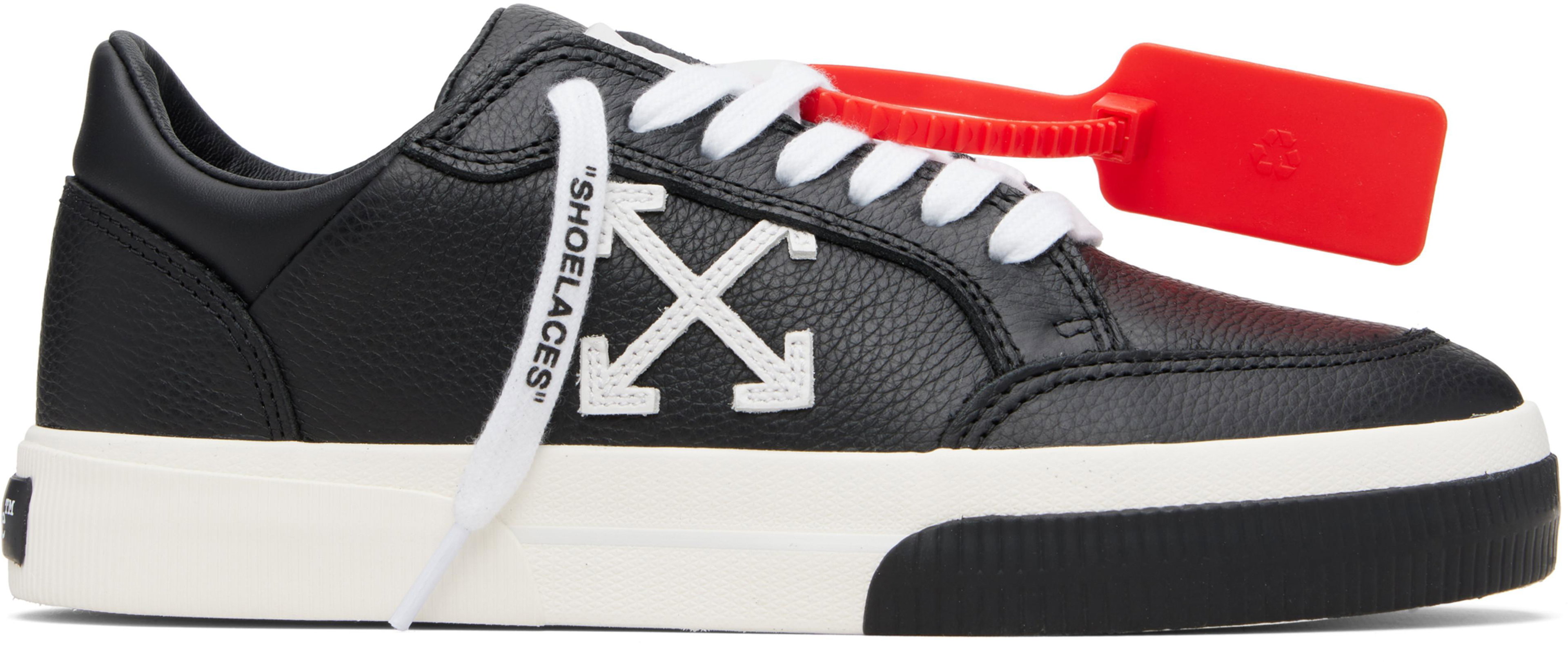 Black Vulcanized Low Calf Sneakers by OFF-WHITE
