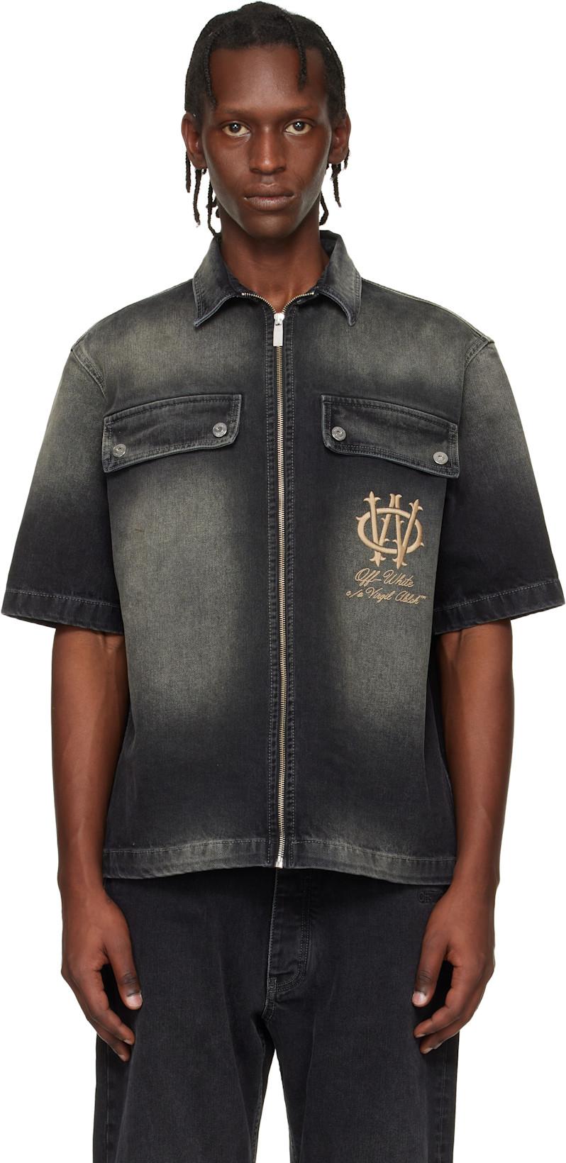Black Zip Bowling Denim Shirt by OFF-WHITE