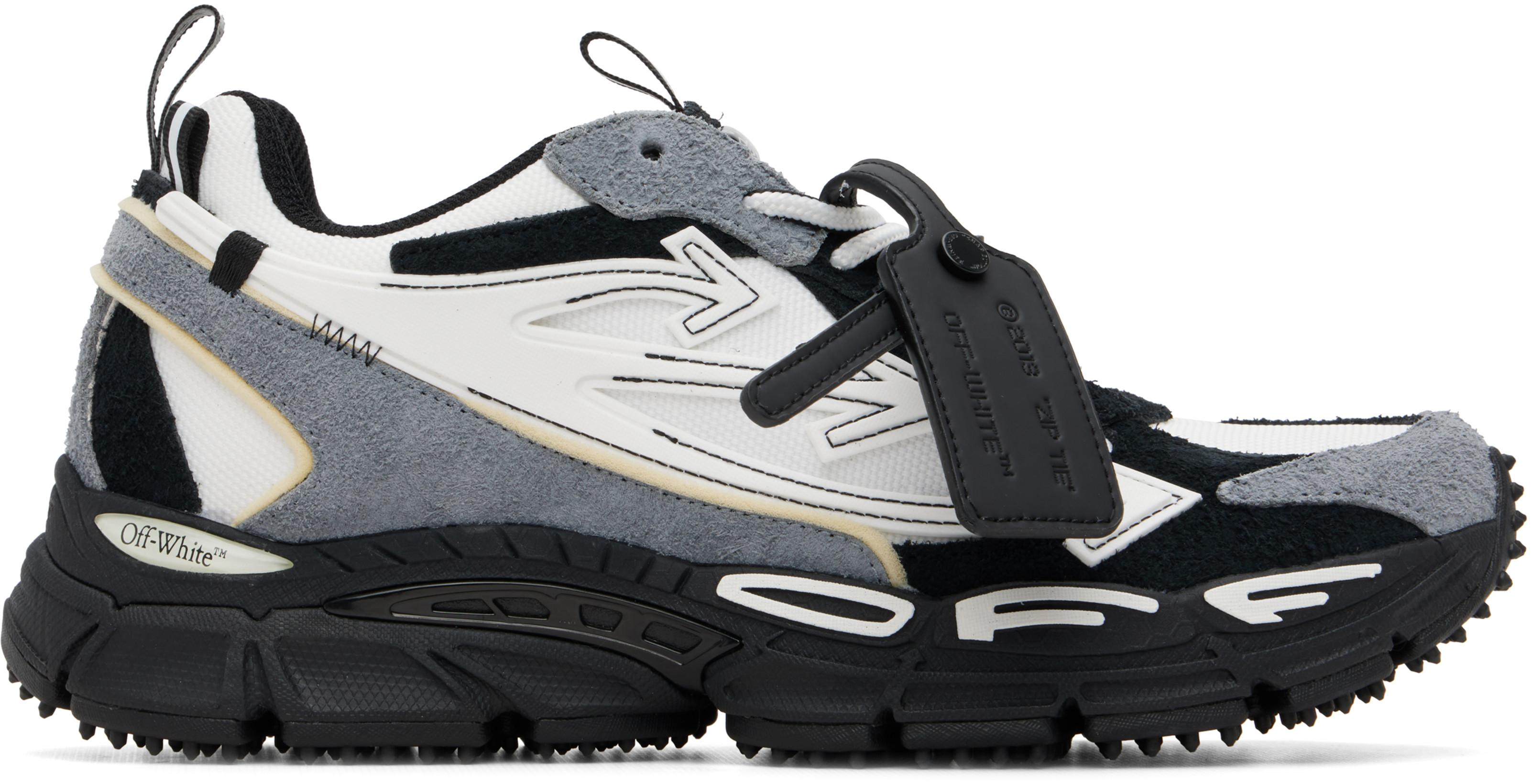 Black & White 'Be Right Back' Suede Sneakers by OFF-WHITE