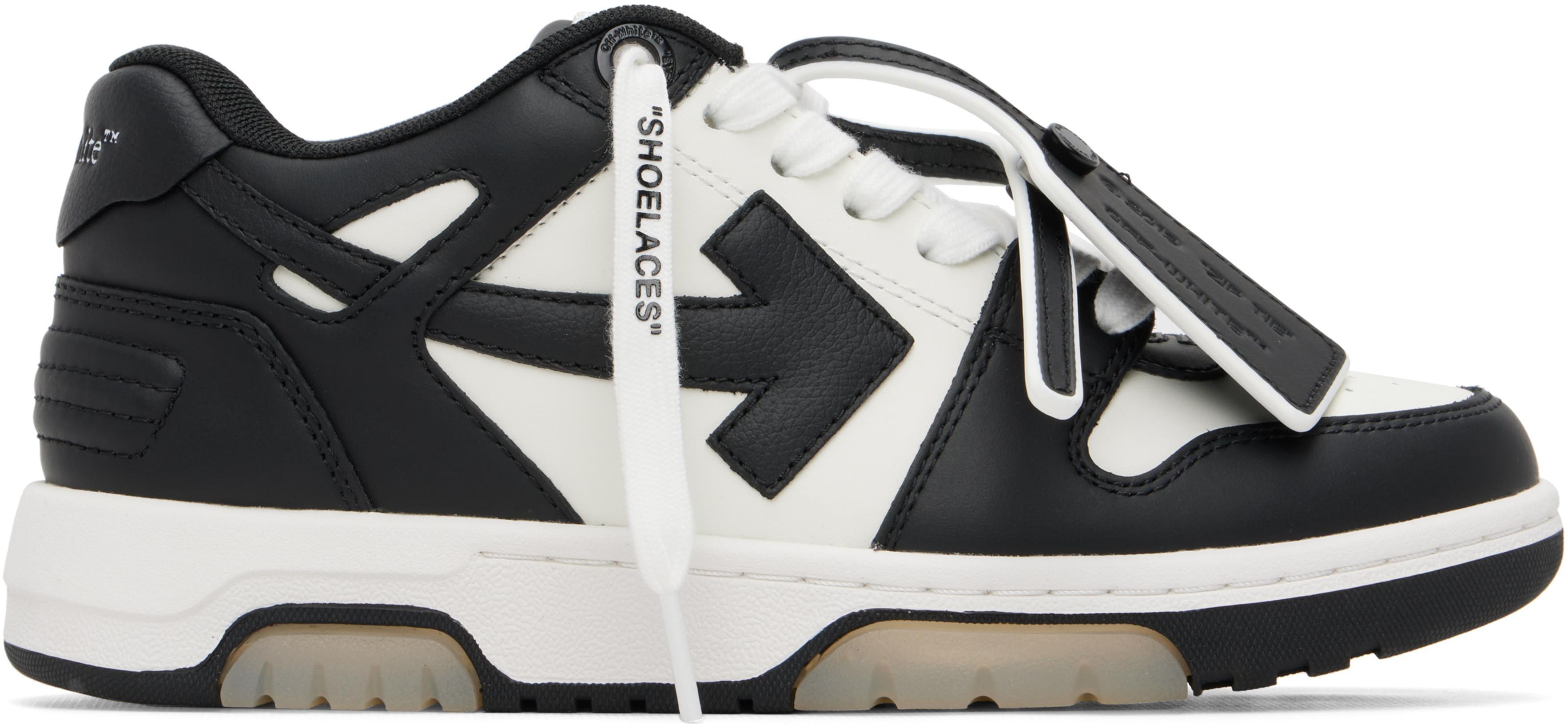Black & White 'Out Of Office' Calf Leather Sneakers by OFF-WHITE