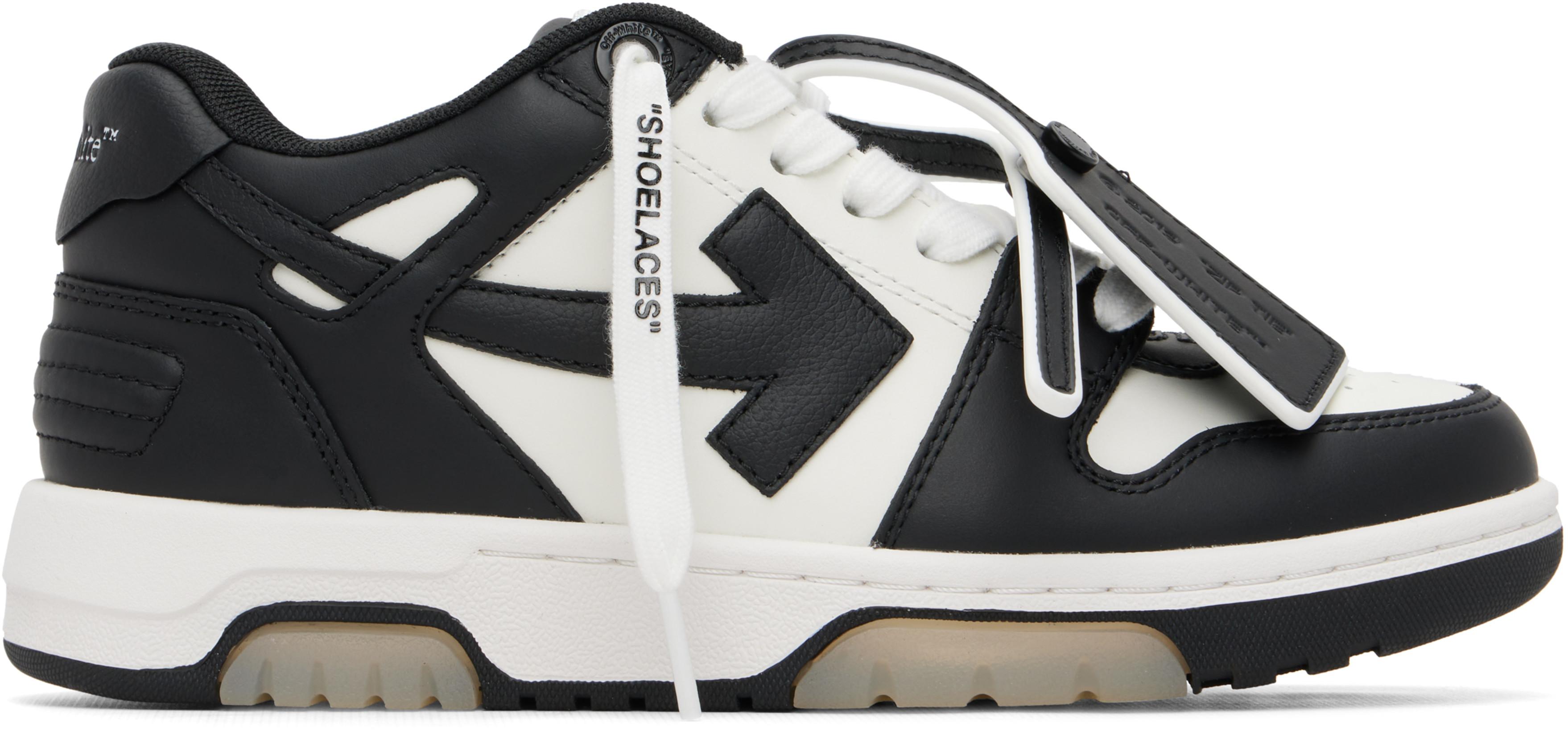 Black & White 'Out Of Office' Calf Leather Sneakers by OFF-WHITE