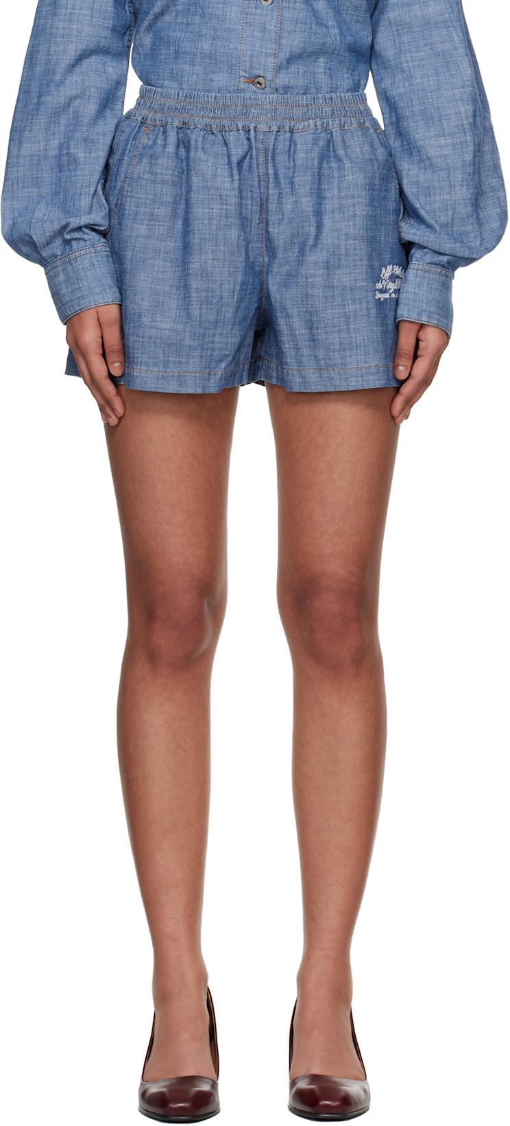 Blue Chambray Pajama Shorts by OFF-WHITE