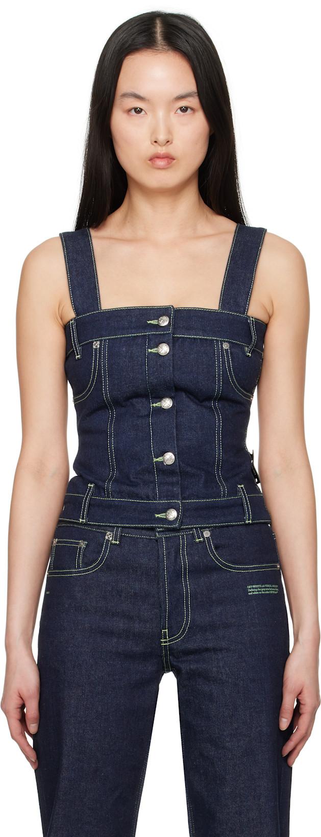 Blue Corset Denim Tank Top by OFF-WHITE