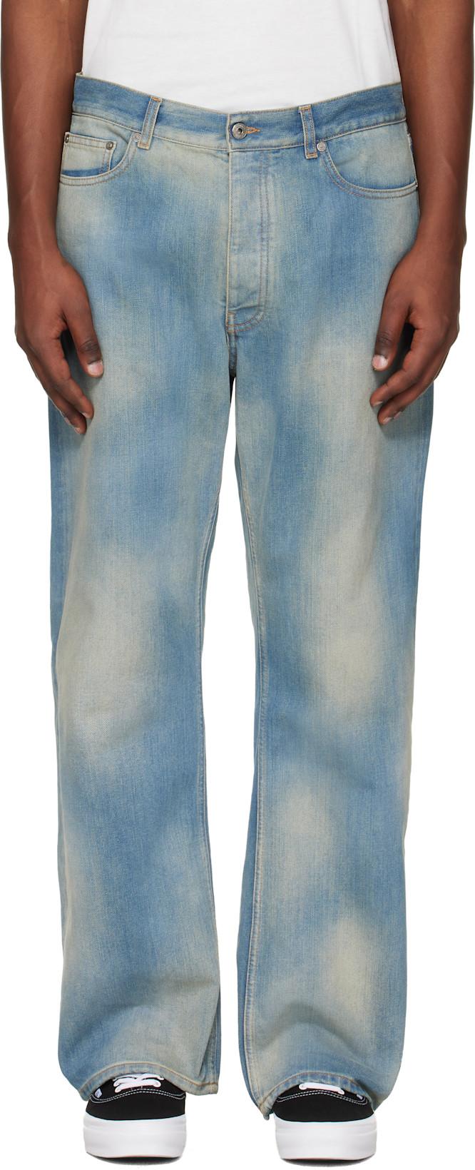 Blue Diagonal Raw Patch 90s Skate Jeans by OFF-WHITE