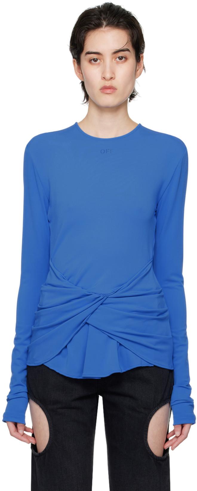 Blue Twist Long Sleeve T-Shirt by OFF-WHITE
