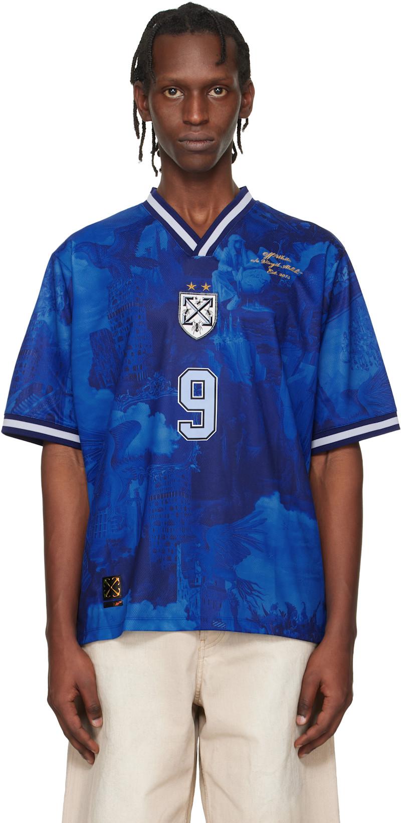 Blue World Paint Soccer Jersey by OFF-WHITE