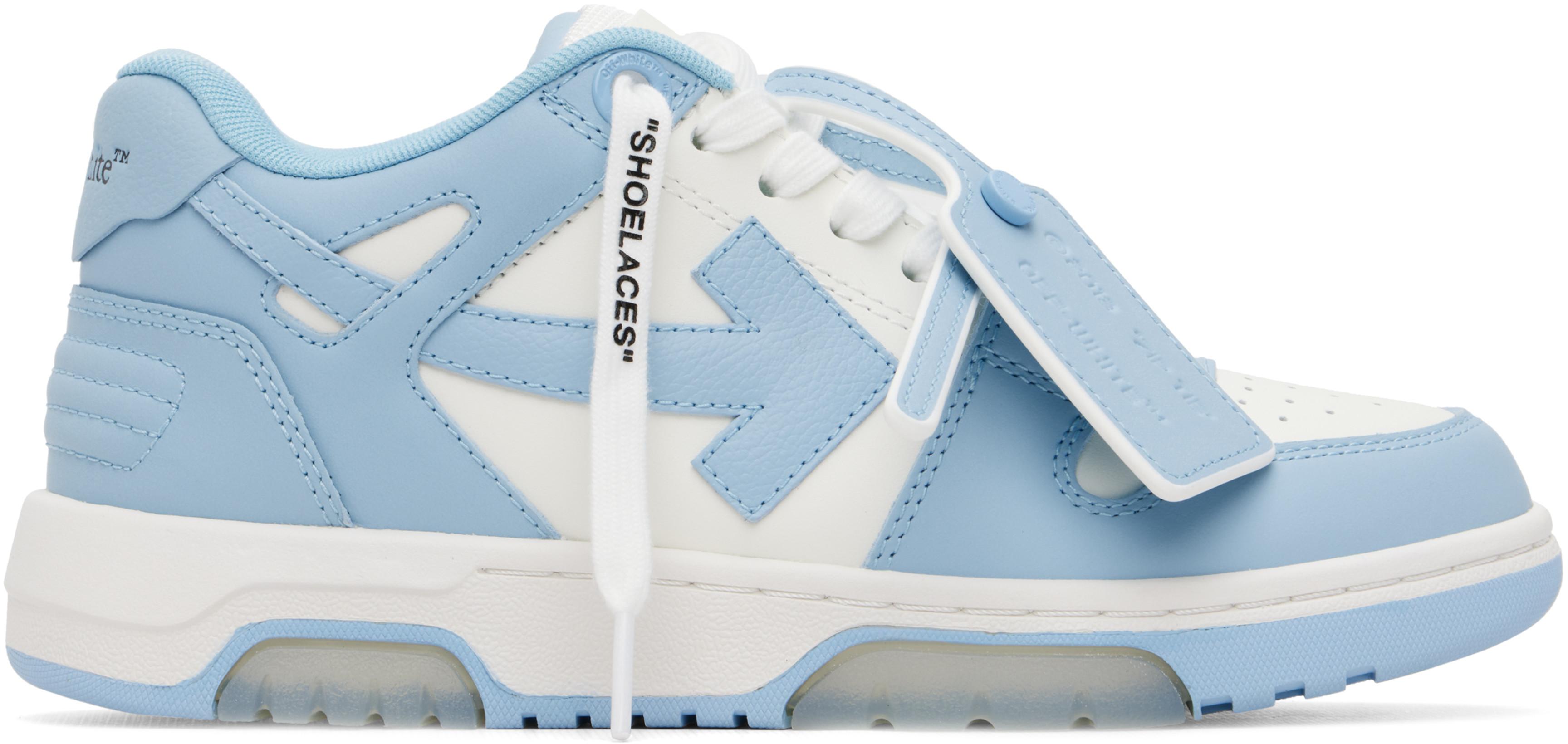 Blue & White 'Out Of Office' Calf Leather Sneakers by OFF-WHITE