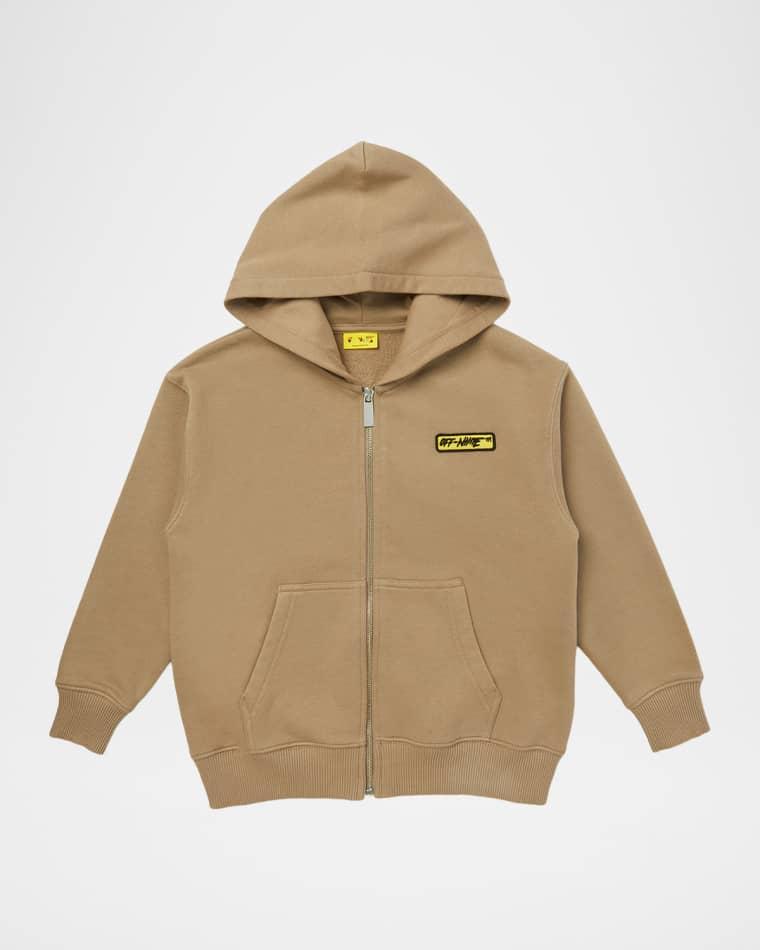 Boy's Arrow Patch Logo Zip Hoodie, Size 14 by OFF-WHITE