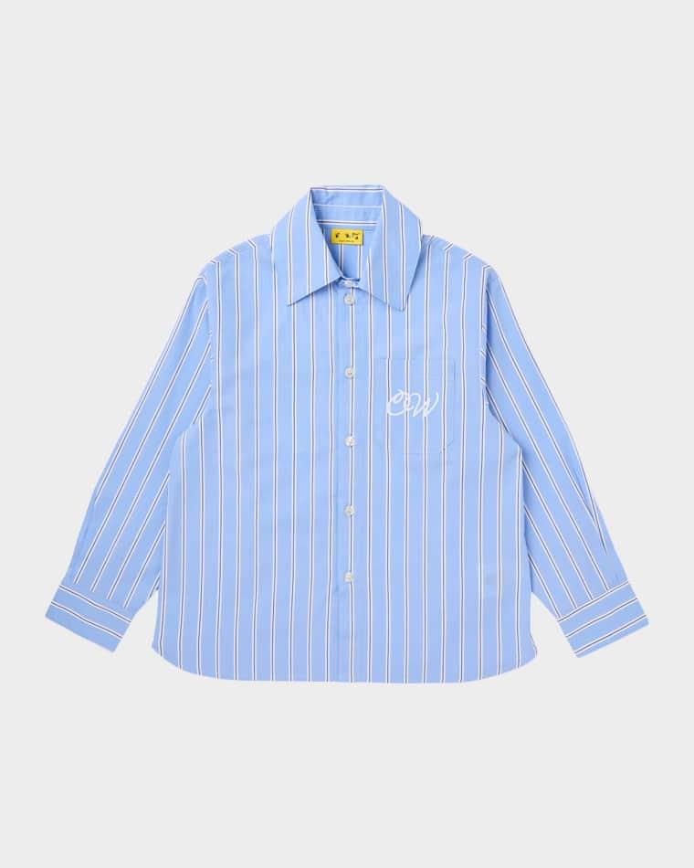 Boy's Embroidered Striped Shirt, Size 14 by OFF-WHITE